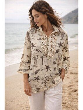 Antica Sartoria Positano Top M Coastal Shell Crochet Boho Beach Italy